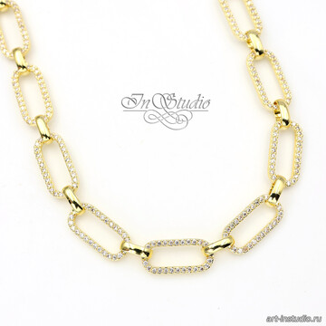 Цепь декоративная RAINIER 7,2 мм позолота с фианитами code: 113562 изображение 5