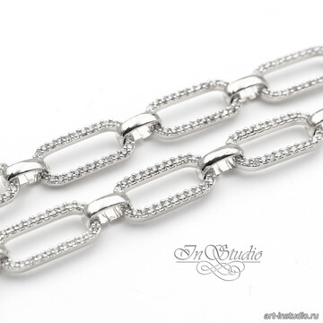 Цепь декоративная RAINIER 7,2 мм родий с фианитами арт: 113561 фото 2