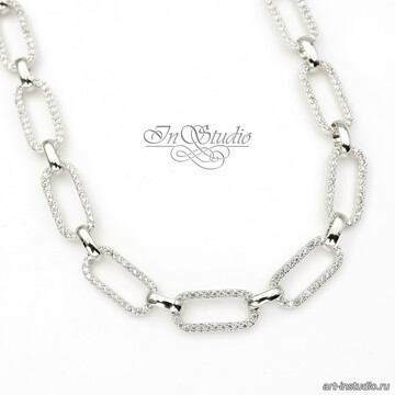 Цепь декоративная RAINIER 7,2 мм родий с фианитами art: 113561 фотография 3