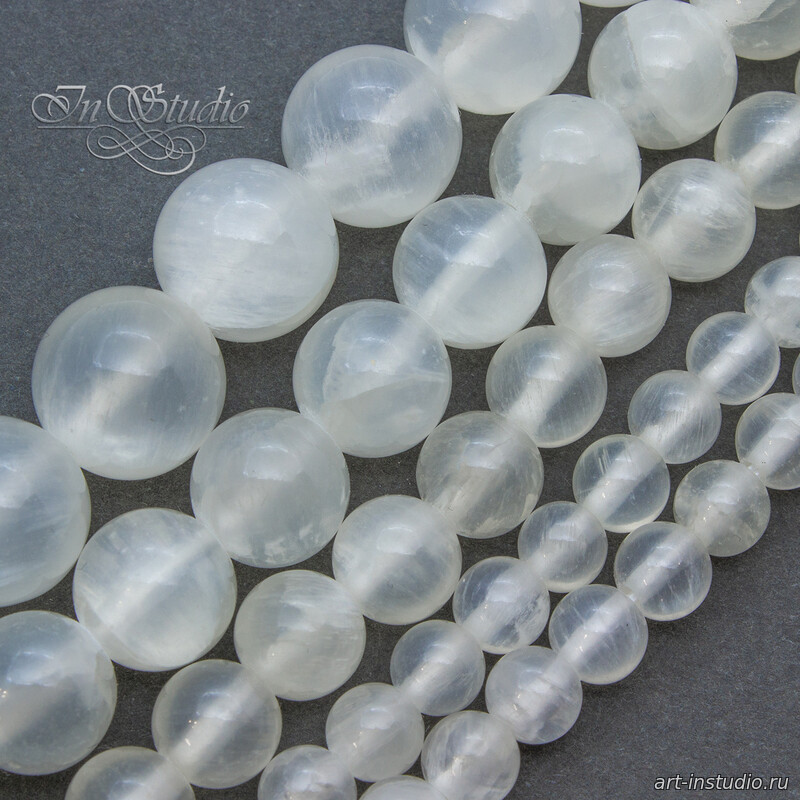 Кальцит натуральный белый 6 8 10 12 мм бусины шарики - увеличенное фото изображение в карточке товара артикул: 113595