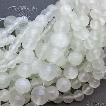 Кальцит натуральный белый 6 8 10 12 мм бусины шарики арт: 113595 фото 2