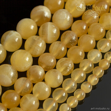 Кальцит натуральный желтый 6 8 10 12 мм бусины шарики - фото изображение товара, artikul: 113592