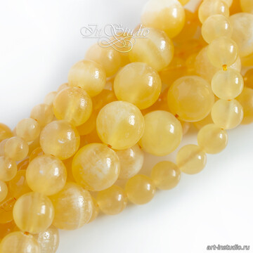 Кальцит натуральный желтый 6 8 10 12 мм бусины шарики art: 113592 фотография 3