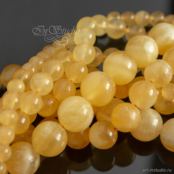 Кальцит натуральный желтый 6 8 10 12 мм бусины шарики artikul: 113592 photo 4