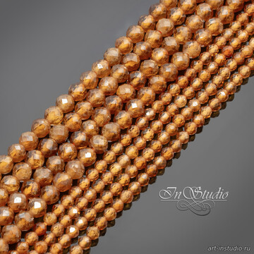 Спессартин природный НИТЬ 2 3 4 мм бусины огранка - фото изображение товара, artikul: 113598