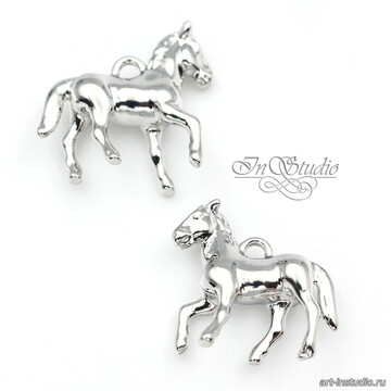 Подвеска кулон для украшений Лошадь 20х16 мм родий - фото изображение товара, artikul: 113613