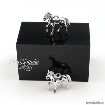 Подвеска кулон для украшений Лошадь 20х16 мм родий арт: 113613 фото 2