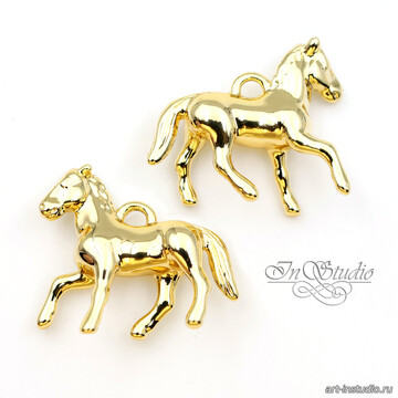 Подвеска кулон для украшений Лошадь 20х16 мм позолота - фото изображение товара, artikul: 113616