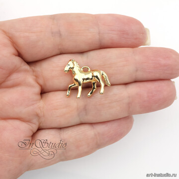 Подвеска кулон для украшений Лошадь 20х16 мм позолота арт: 113616 фото 2