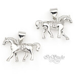 Подвеска Лошадь с фианитами 19х13,5 мм родий - маленькое фото 1