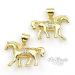Подвеска Лошадь с фианитами 19х13,5 мм позолота - маленькое фото 1
