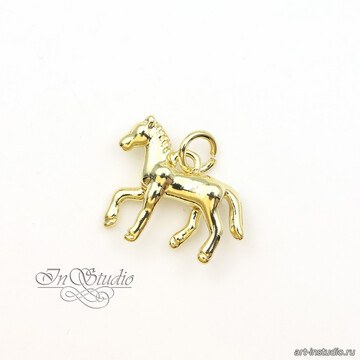 Подвеска Маленькая Лошадка 16х13 мм позолота арт: 113604 фото 2