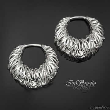 Швензы серьги конго Nest родиевое покрытие - фото изображение товара, artikul: 113625