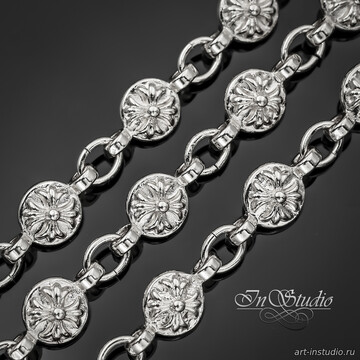 Цепь фактурная МАЛЬТА 8,5 мм родиевое покрытие - фото изображение товара, artikul: 113643