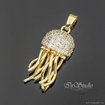 Подвеска кулон Медуза 23 мм позолота с фианитами - фото изображение товара, artikul: 113700