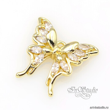 Подвеска Бабочка 16 мм с фианитами позолота - фото изображение товара, artikul: 113682