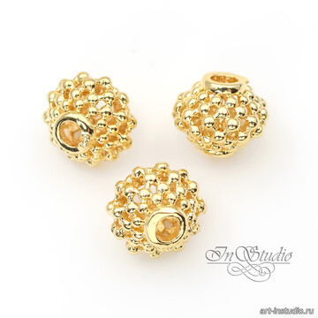 Бусина декоративная ажурная 9,4х7,7 мм позолота - фото изображение товара, artikul: 113706