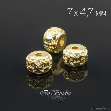 Бусина декоративная рондель 7 мм фактурная позолота - фото изображение товара, artikul: 113735