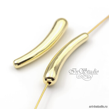 Бусина длинная трубочка капля 33 мм позолота - фото изображение товара, artikul: 113741