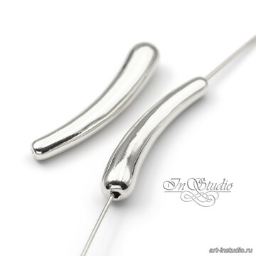 Бусина длинная трубочка капля 33 мм родий - фото изображение товара, artikul: 113740