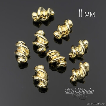 Бусина из металла витая трубочка 11х7 мм позолота - фото изображение товара, artikul: 113745
