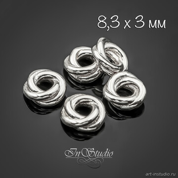 Бусина металлическая рондель разделитель 8,3х3 мм родиевое покрытие - фото изображение товара, artikul: 113777