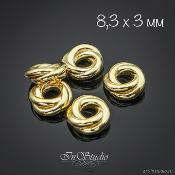 Бусина металлическая рондель разделитель 8,3х3 мм позолоченное покрытие - фото изображение товара, artikul: 113778