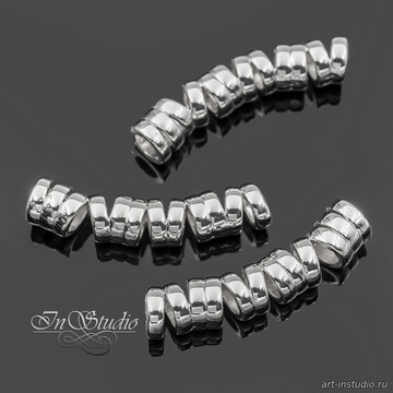 Бусина трубочка 28 мм спиралька пружинка родий - фото изображение товара, artikul: 113787