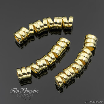 Бусина трубочка 28 мм спиралька пружинка позолота - фото изображение товара, artikul: 113790