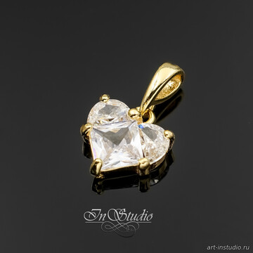 Подвеска Сердце с крупными фианитами 12 мм позолоченная - фото изображение товара, artikul: 113856