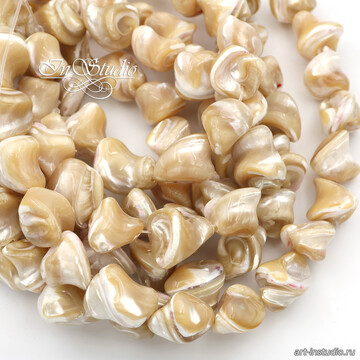 Перламутр натуральный 10-12 мм бежевый кремовый фриформ Нить - фото изображение товара, artikul: 113901