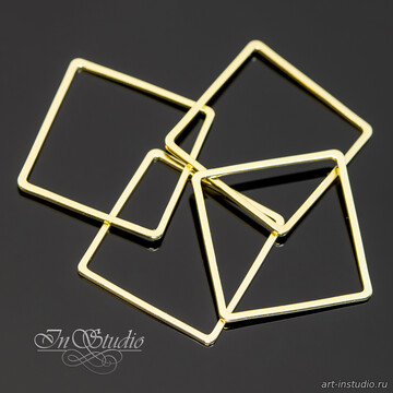 Коннектор тонкий ромб квадрат 20 мм позолота - фото изображение товара, artikul: 113936
