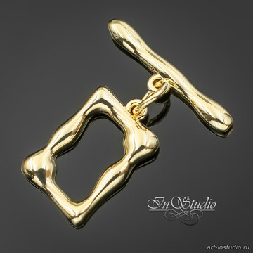 Замок тогл мятый прямоугольный 14х10 мм позолота - фото изображение товара, artikul: 113942