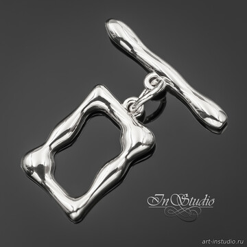 Замок тогл мятый прямоугольный 14х10 мм родий - фото изображение товара, artikul: 113939