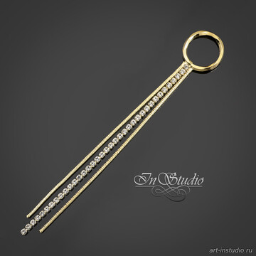 Подвеска кисточка для серег 88 мм цепочки с фианитами позолота - фото изображение товара, artikul: 113969