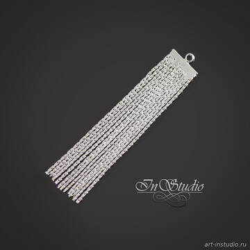 Подвеска кисточка для сережек 45 мм цепочки родиевое покрытие - фото изображение товара, artikul: 113984