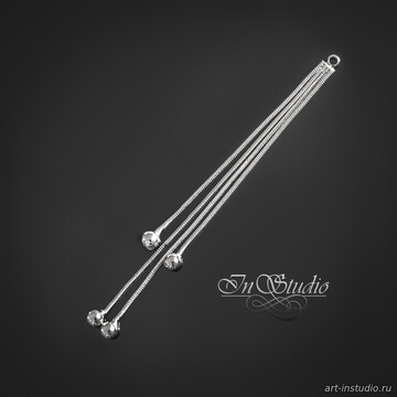 Подвеска кисточка цепочки с шариками 82 мм родий - фото изображение товара, artikul: 113990