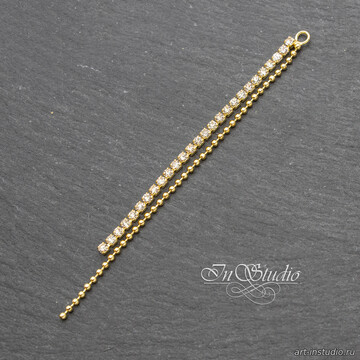 Подвеска две цепочки с шариками и фианитами 65 мм позолота - фото изображение товара, artikul: 114002