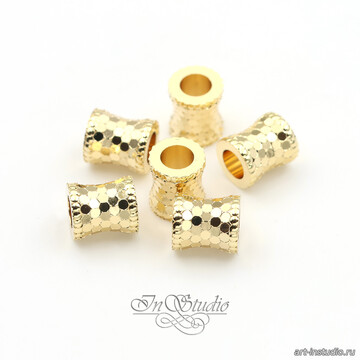 Бусина фактурный цилиндр 7,4х6 мм позолота - фото изображение товара, artikul: 112761