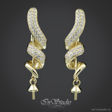 Швензы МЕТИДА под вклейку позолота фианиты - фото изображение товара, artikul: 114056