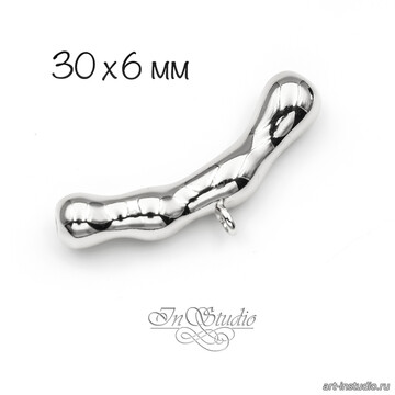 Бейл мятая палочка 30 мм держатель для подвески родированный - фото изображение товара, artikul: 114077