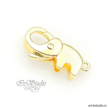 Замочек Слоник 20х10 мм карабин лобстер позолота - фото изображение товара, artikul: 114128