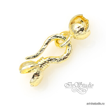 Замок крючок с обжимными каллотами 16х7 мм позолота - фото изображение товара, artikul: 114122