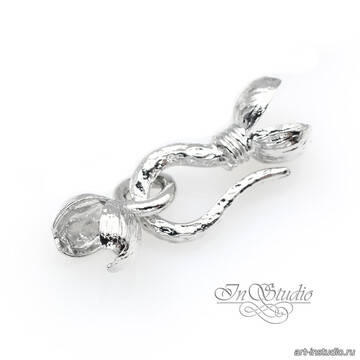 Замок крючок с обжимными каллотами 16х7 мм родий - фото изображение товара, artikul: 114119