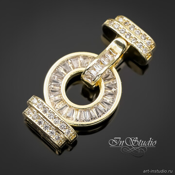 Замочек защелка для бижутерии 26х14 мм фианиты позолота - фото изображение товара, artikul: 114104