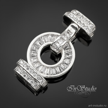 Замочек защелка для бижутерии 26х14 мм фианиты родий - фото изображение товара, artikul: 114101