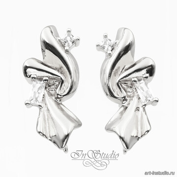 Швензы гвоздики пусеты ЛЕВИНА родиевое покрытие - фото изображение товара, artikul: 114155