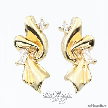 Швензы гвоздики пусеты ЛЕВИНА позолоченное покрытие - фото изображение товара, artikul: 114158