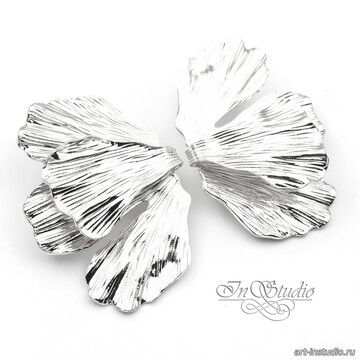 Крупные серьги швензы Лепестки гвоздики пусеты родиевое покрытие - фото изображение товара, artikul: 114161