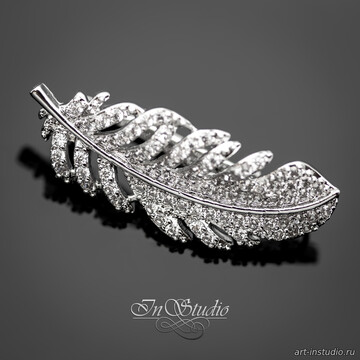 Бейл замок разъемный Перо с фианитами родиевое покрытие - фото изображение товара, artikul: 114213